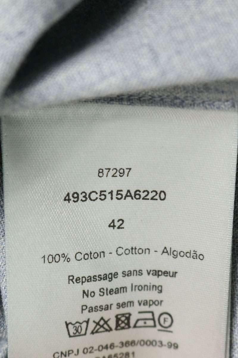 DIOR Logo Patch Cotton Short Sleeve Shirt Blue Size 42