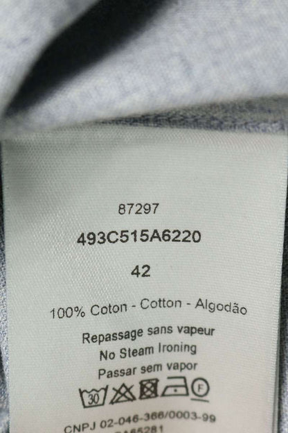DIOR Logo Patch Cotton Short Sleeve Shirt Blue Size 42