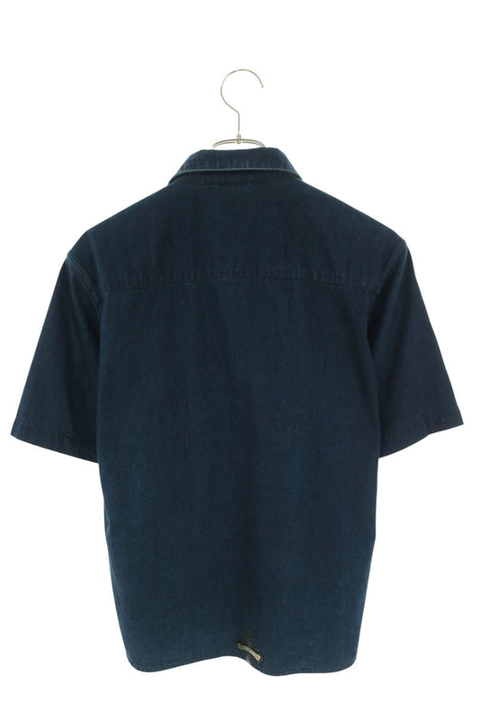 Chrome Hearts Denim Polo Shirt Cross Button Indigo Size S