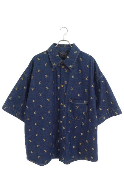 LOUISVUITTON SS24 LV Embroidered Indigo Denim Shirt Size 5L
