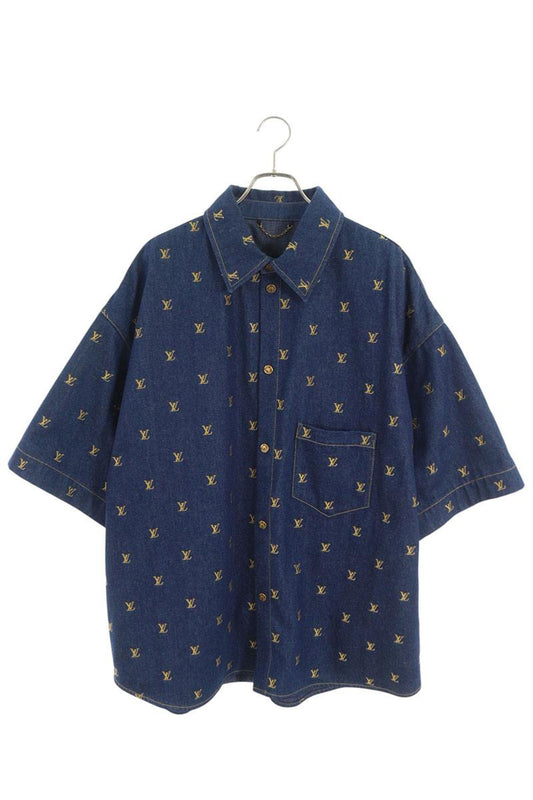 LOUISVUITTON SS24 LV Embroidered Indigo Denim Shirt Size 5L