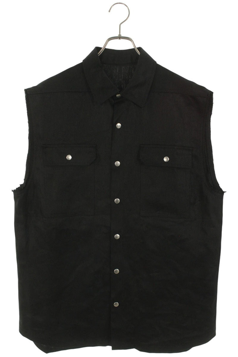 Rick Owens Jumbo Outer Sleeveless Shirt Linen Black Size 46