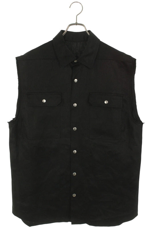 Rick Owens Jumbo Outer Sleeveless Shirt Linen Black Size 46