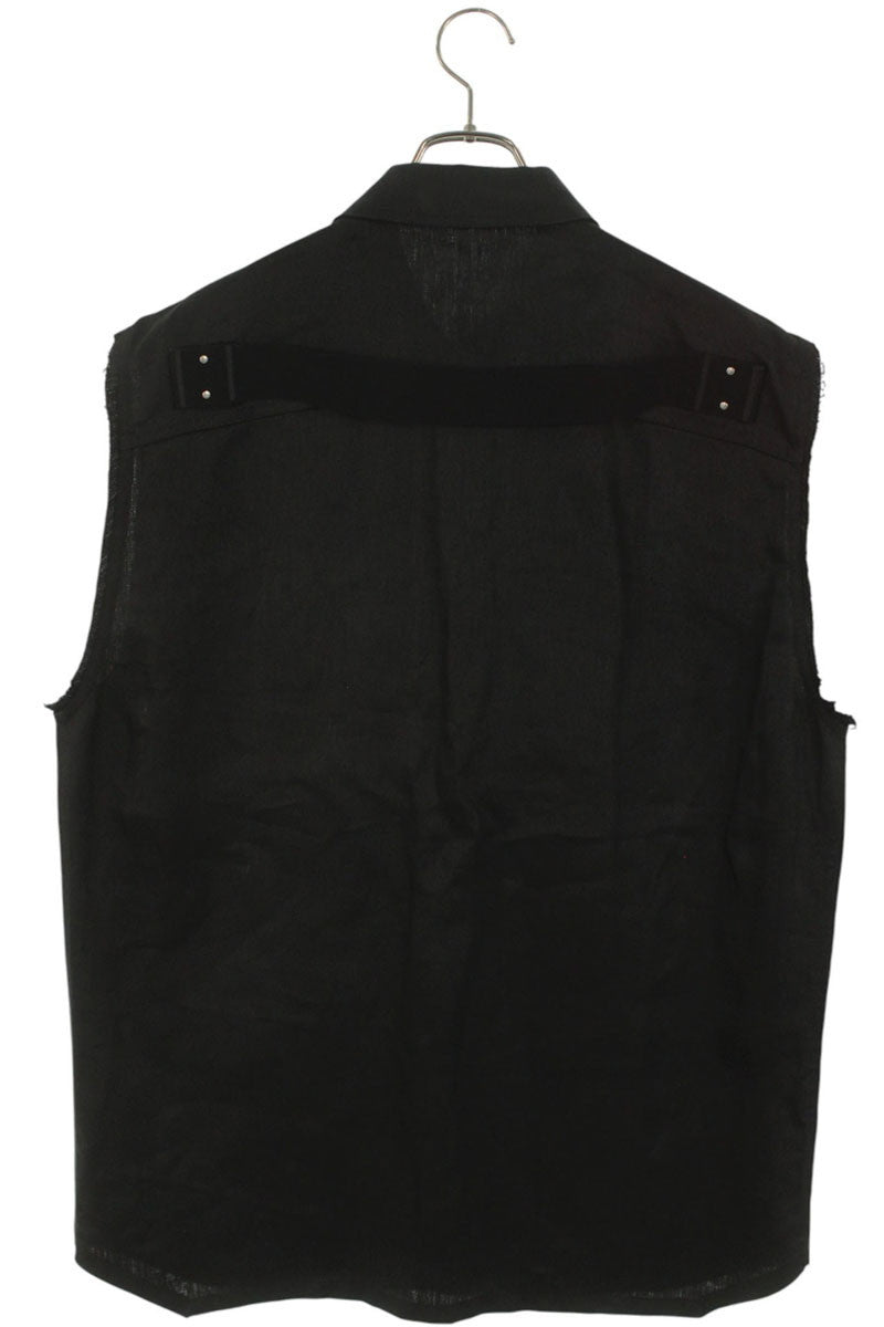 Rick Owens Jumbo Outer Sleeveless Shirt Linen Black Size 46