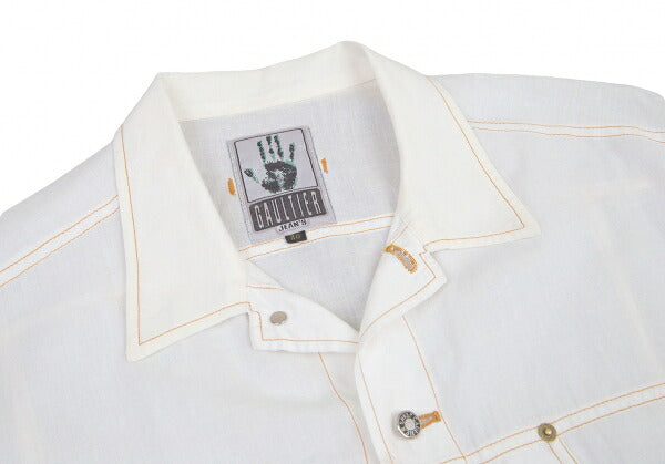 GAULTIER JEAN'S Cotton Linen Pocket Shirt White Size 40