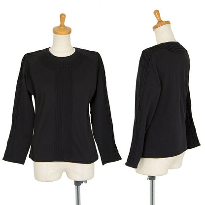 ISSEY MIYAKE Cotton Pleat Mixed-Material Cutsew Black Size 2