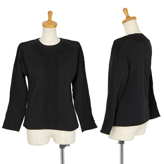 ISSEY MIYAKE Cotton Pleat Mixed-Material Cutsew Black Size 2