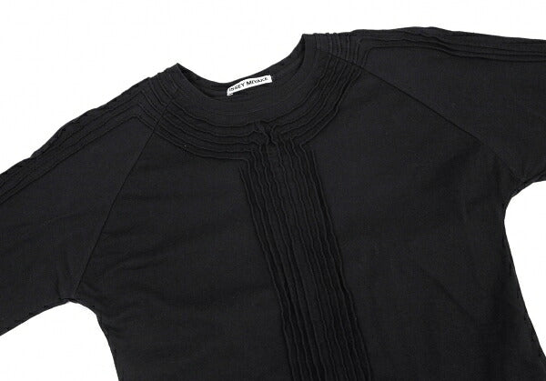 ISSEY MIYAKE Cotton Pleat Mixed-Material Cutsew Black Size 2