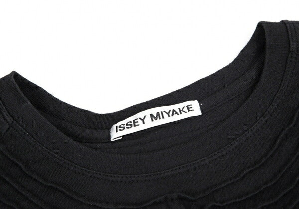 ISSEY MIYAKE Cotton Pleat Mixed-Material Cutsew Black Size 2