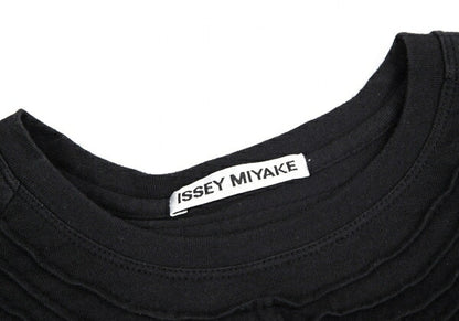 ISSEY MIYAKE Cotton Pleat Mixed-Material Cutsew Black Size 2