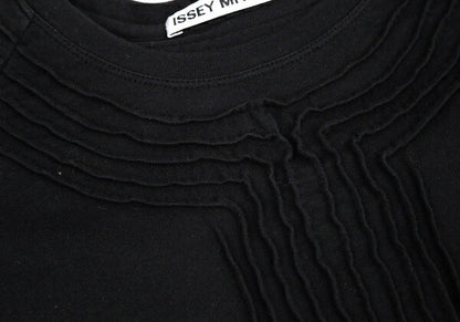 ISSEY MIYAKE Cotton Pleat Mixed-Material Cutsew Black Size 2