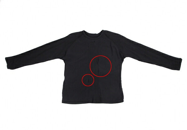 ISSEY MIYAKE Cotton Pleat Mixed-Material Cutsew Black Size 2