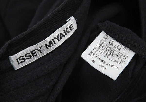 ISSEY MIYAKE Cotton Pleat Mixed-Material Cutsew Black Size 2