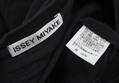 ISSEY MIYAKE Cotton Pleat Mixed-Material Cutsew Black Size 2