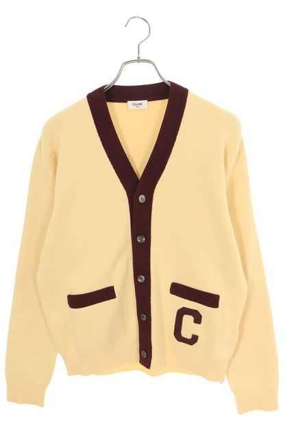 CELINE 25SS College Logo Cotton Cardigan Beige Size S