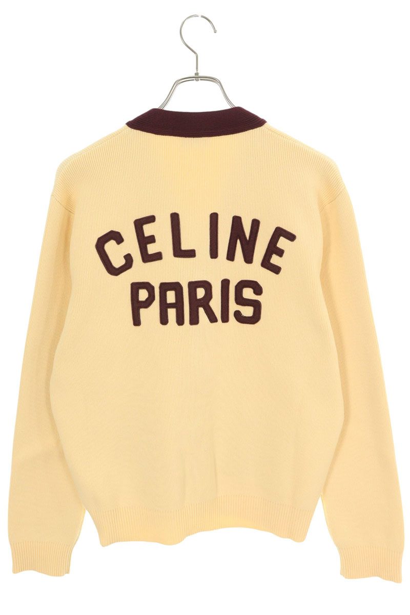 CELINE 25SS College Logo Cotton Cardigan Beige Size S