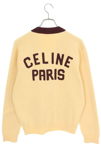 CELINE 25SS College Logo Cotton Cardigan Beige Size S