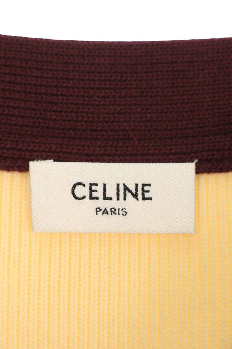 CELINE 25SS College Logo Cotton Cardigan Beige Size S