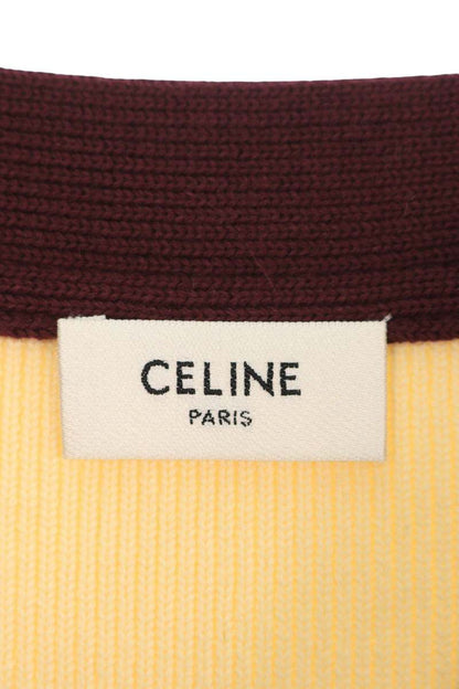 CELINE 25SS College Logo Cotton Cardigan Beige Size S