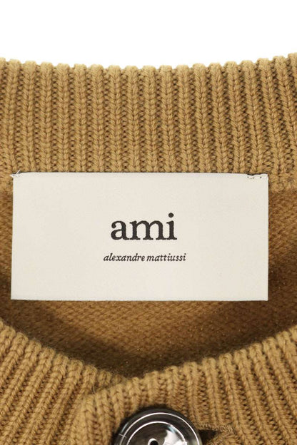AMI 25AW Embroidered Collarless Cardigan Brown Size M