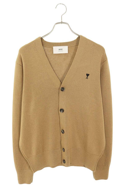 AMI 25AW Heart A Embroidered Wool Cardigan Brown Size L