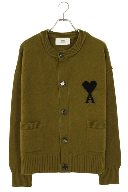 AMI 25AW Embroidered Collarless Cardigan Brown x Black Size M