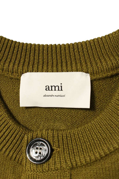 AMI 25AW Embroidered Collarless Cardigan Brown x Black Size M