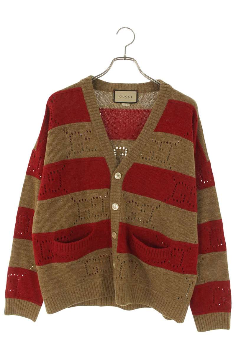 GUCCI GG Punched Border Wool Cardigan Multi Size XS