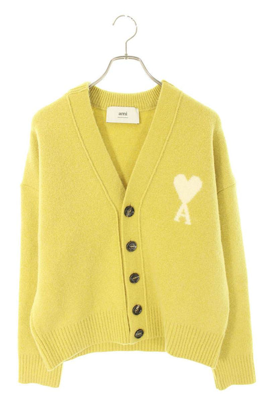 AMI 25AW Embroidered Cardigan Yellow Size M