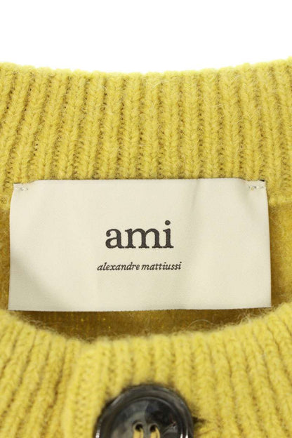 AMI 25AW Embroidered Collarless Cardigan Yellow Size M