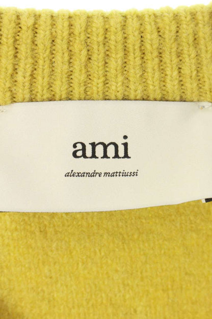 AMI 25AW Embroidered Collarless Cardigan Yellow Size XL