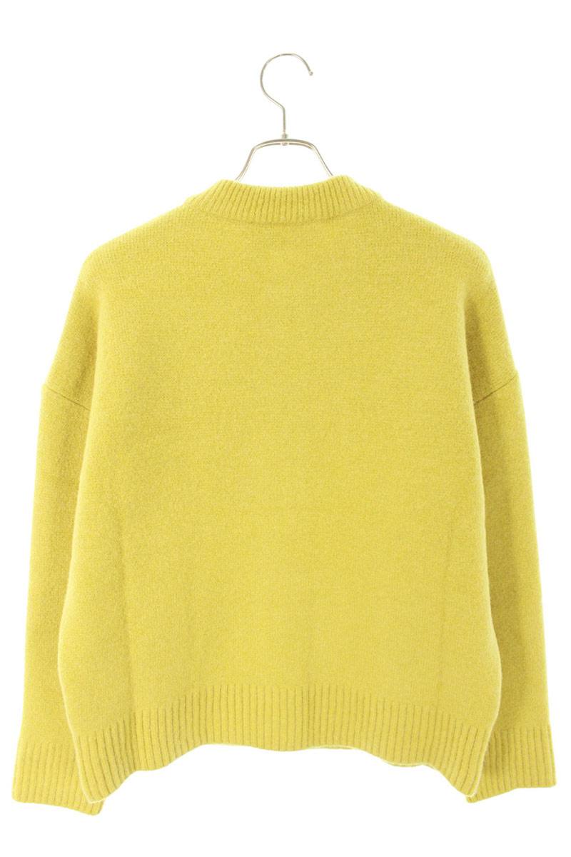 AMI 25AW Embroidered Collarless Cardigan Yellow Size S