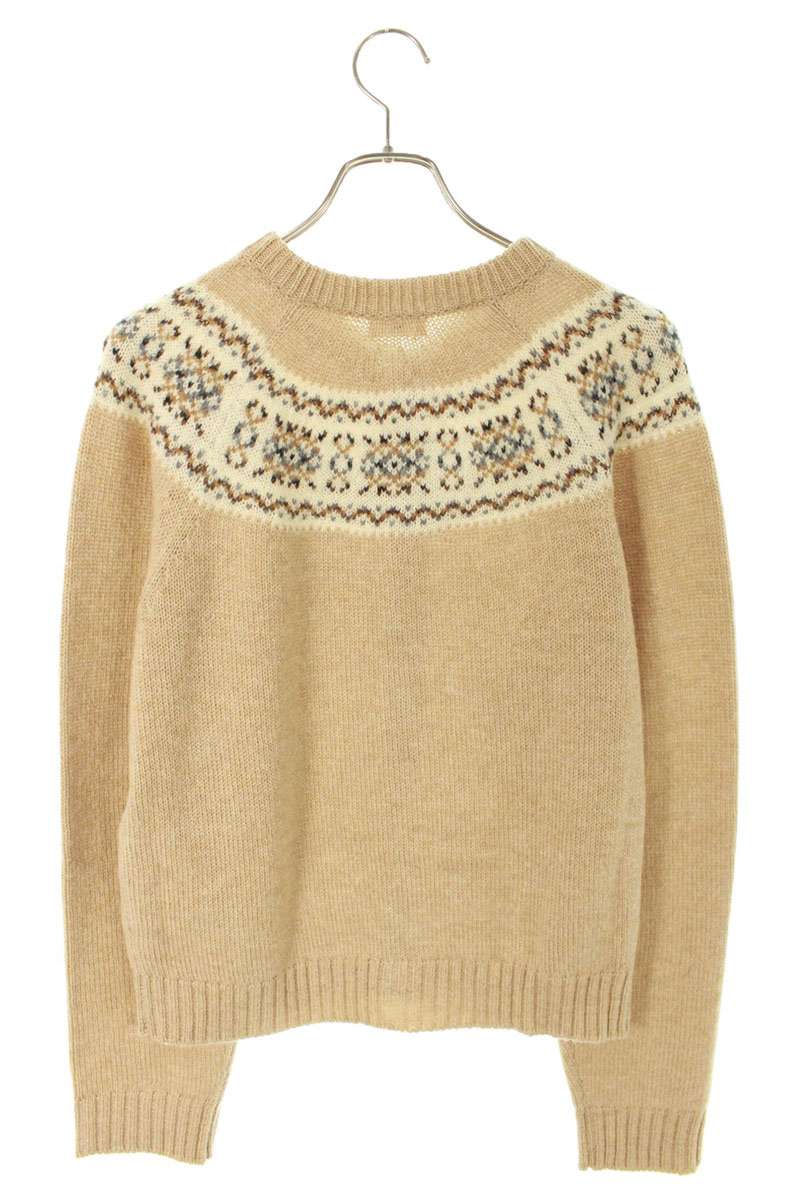 CELINE 25AW Triomphe Fair Isle Wool Cardigan Beige Size M