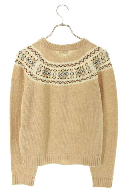 CELINE 25AW Triomphe Fair Isle Wool Cardigan Beige Size M