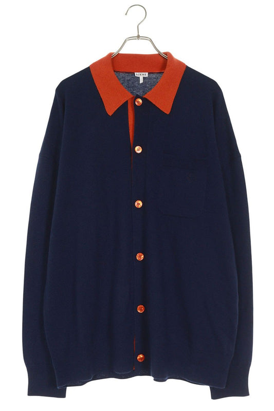 LOEWE 25AW Bicolor Polo Wool Cardigan Multi Size L