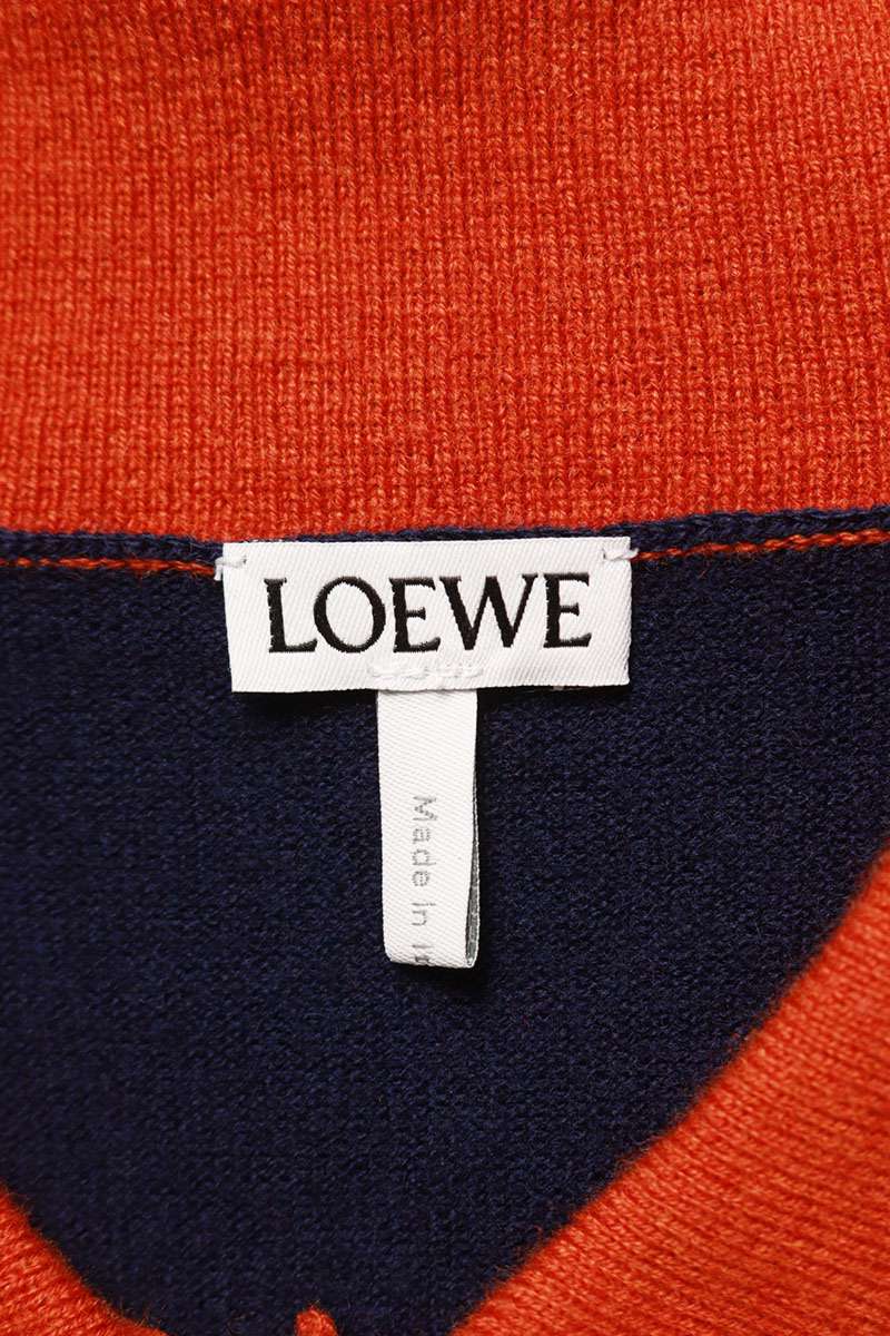 LOEWE 25AW Bicolor Polo Wool Cardigan Multi Size L