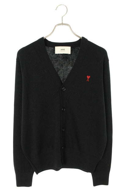 AMI Embroidered Cardigan Black x Red Size XL