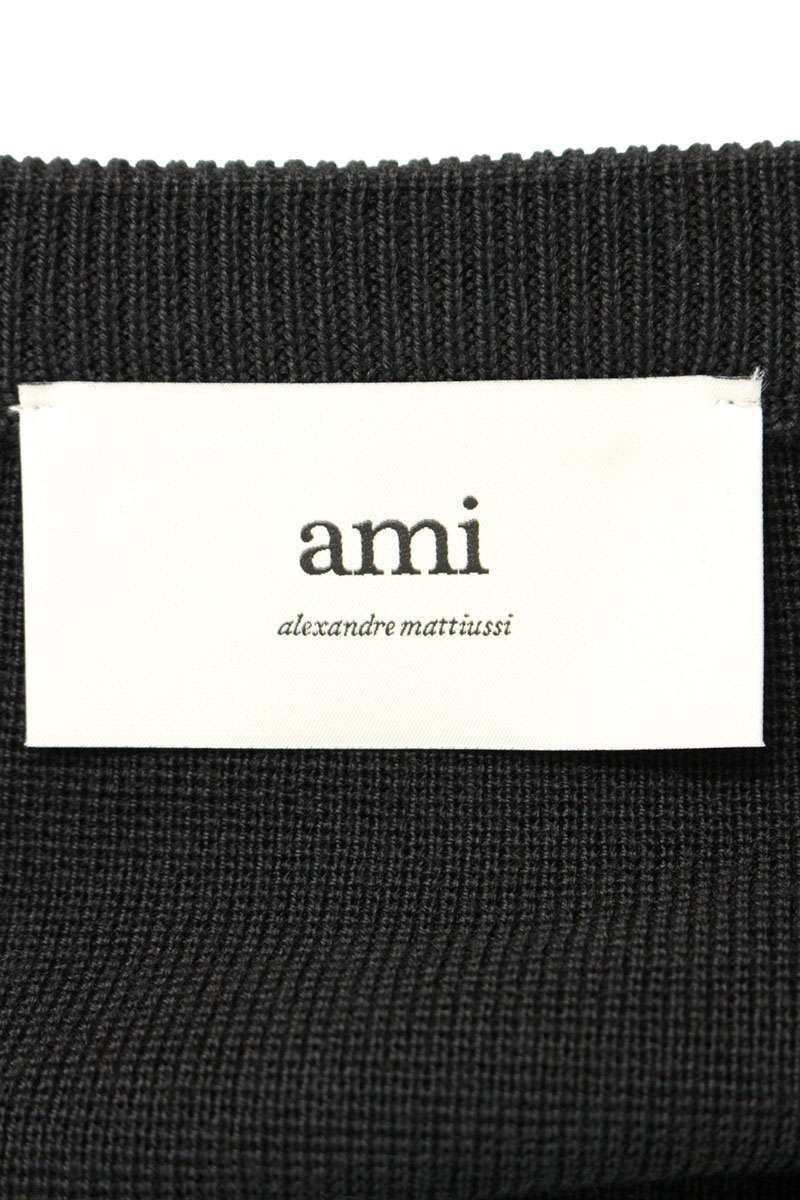AMI Embroidered Cardigan Black x Red Size XL