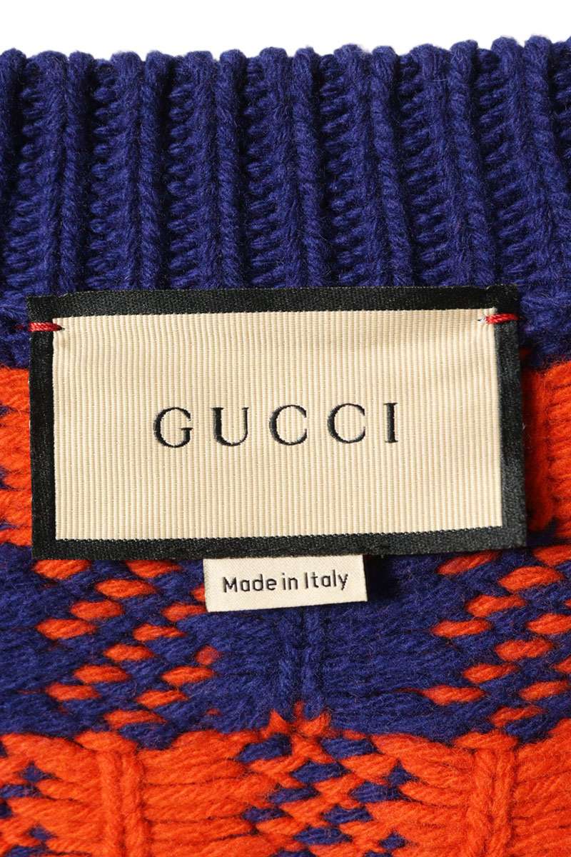 GUCCI Logo Embroidered Patch Wool Cardigan Multi Size L