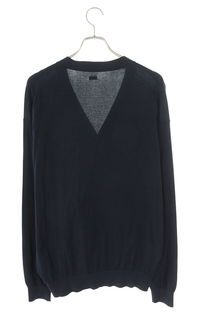 SEQUEL 25AW Logo Print Cotton Cardigan Navy Size L