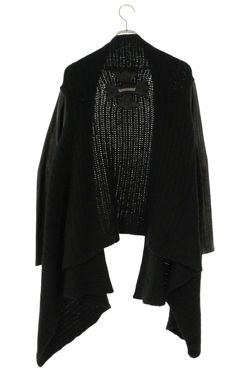 Chrome Hearts Back CH+ Patch Leather Cardigan Black Size L