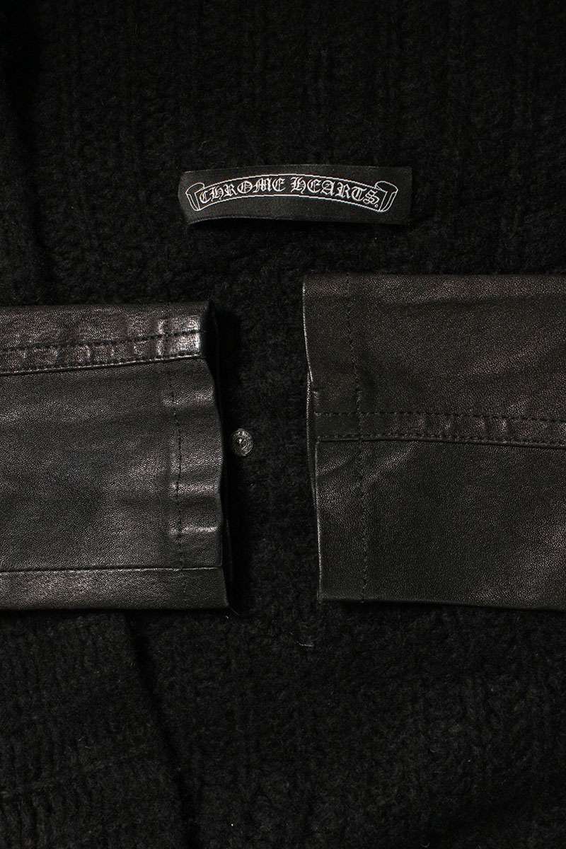 Chrome Hearts Back CH+ Patch Leather Cardigan Black Size L