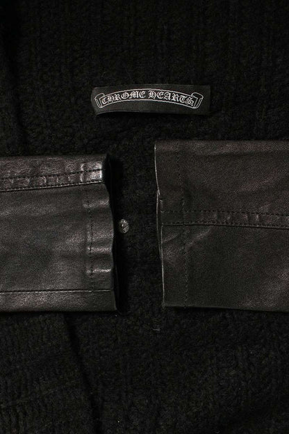 Chrome Hearts Back CH+ Patch Leather Cardigan Black Size L