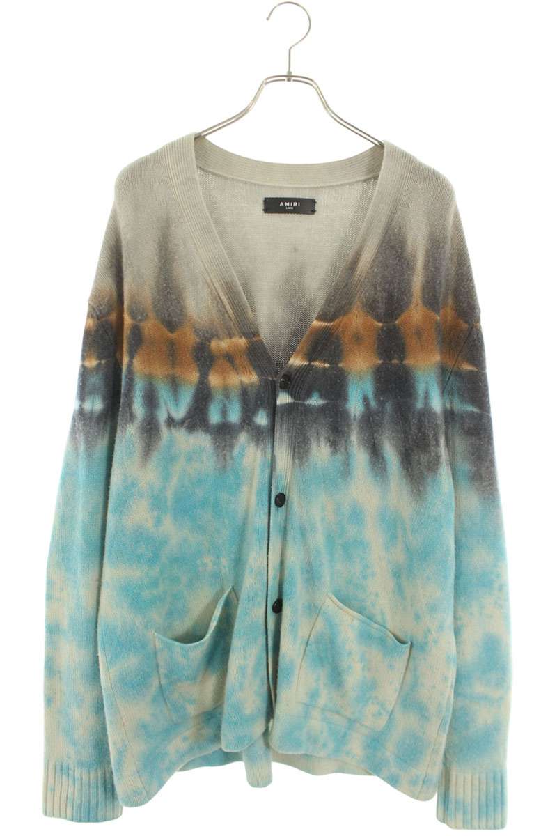 Amiri Tie Dye Cashmere Cardigan Gray x Orange x Blue Size L