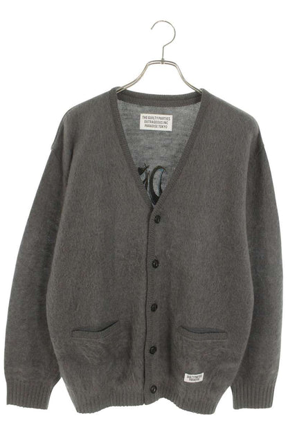 Wacko Maria Back Embroidered Wool Knit Cardigan Gray Size M
