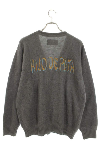 Wacko Maria Back Embroidered Wool Knit Cardigan Gray Size M