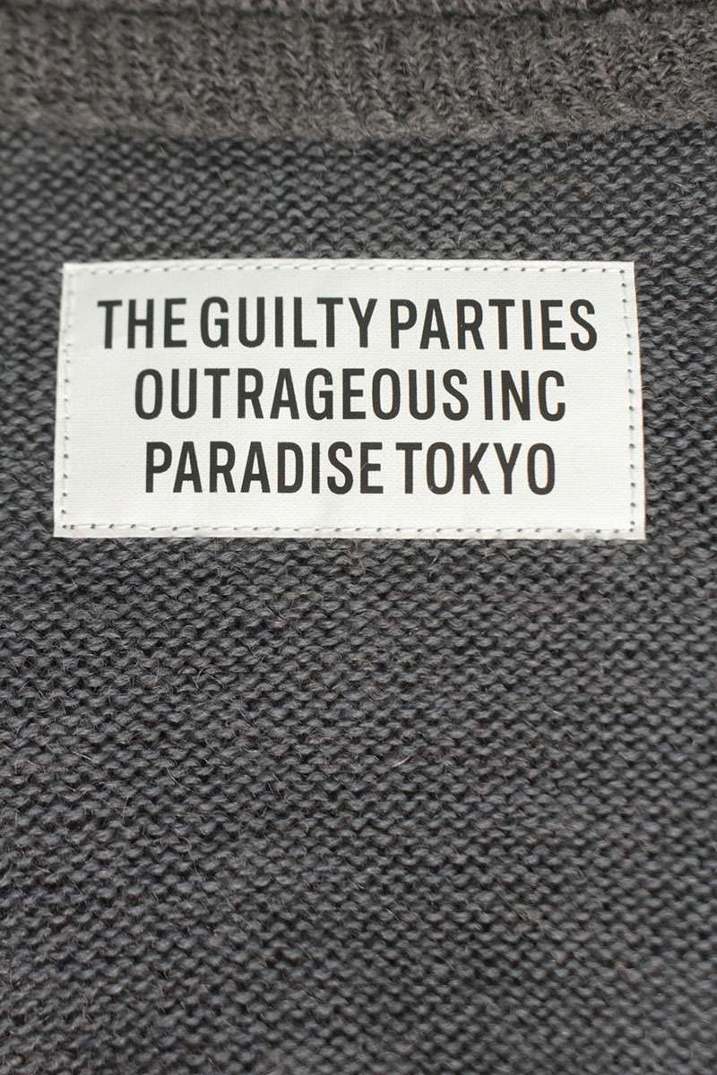 Wacko Maria Back Embroidered Wool Knit Cardigan Gray Size M