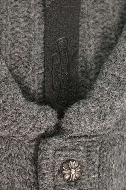 Chrome Hearts CH Leather Patch Cashmere Cardigan Size L