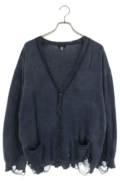 R13 BOYFRIEND CARDIGAN Distressed Cotton Blue Size L