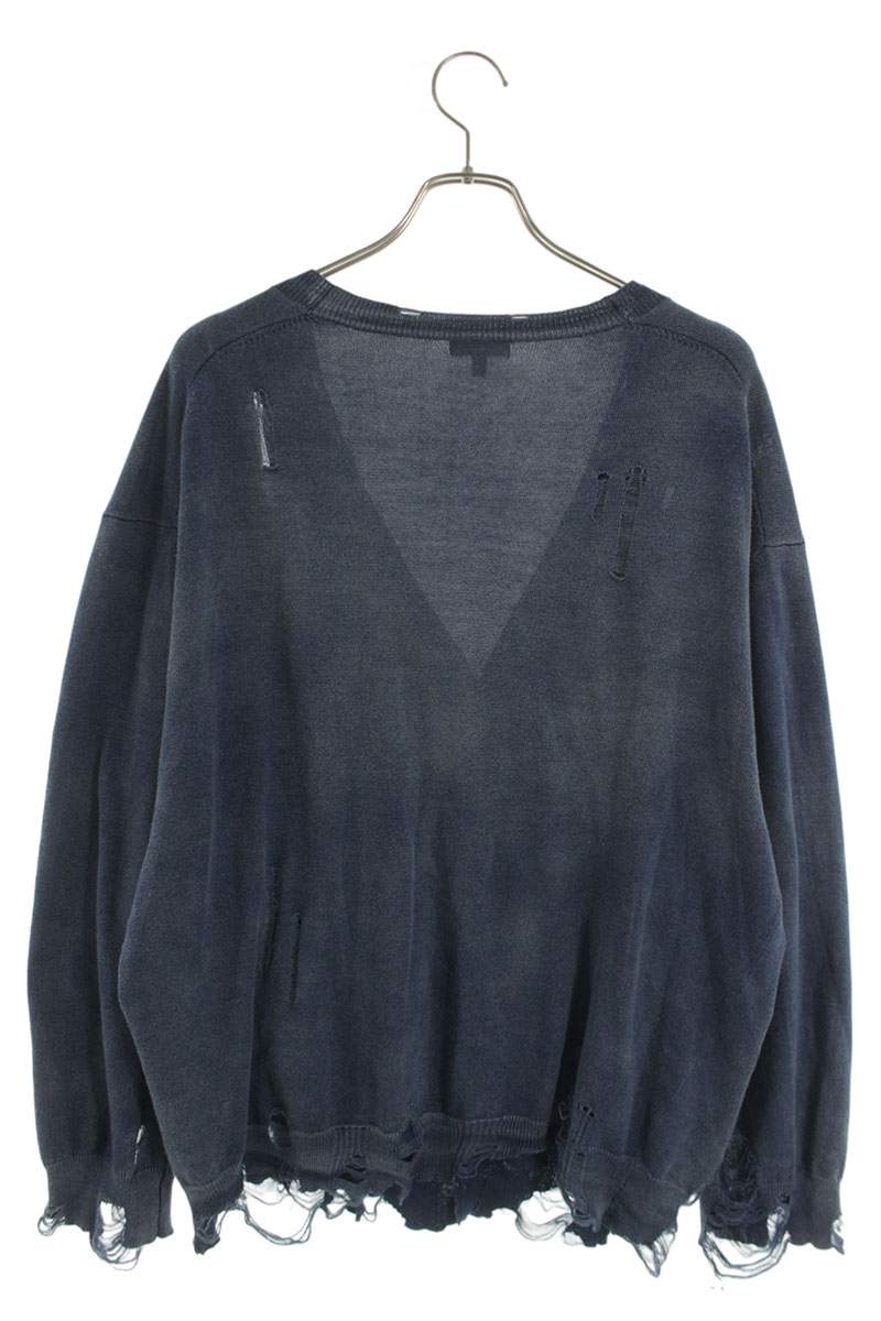 R13 BOYFRIEND CARDIGAN Distressed Cotton Blue Size L